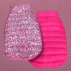 Novogratz Dog Sz Large Puffer Vest Jacket Coat Pink Animal Print Reversible Pink